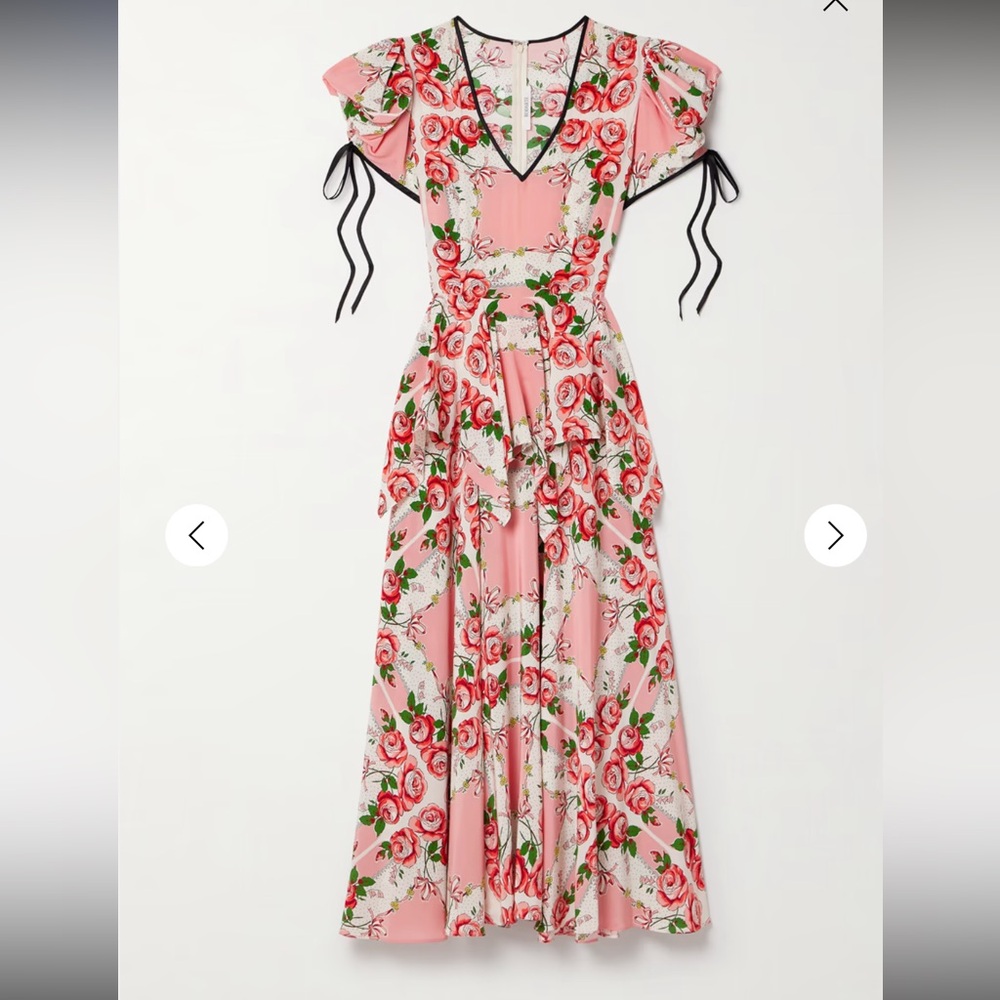 Rodarte Pink and Red Floral Maxi Dress